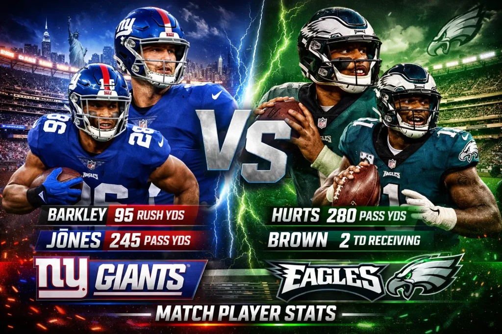 Philadelphia Eagles vs New York Giants Match Player Stats Today 2026