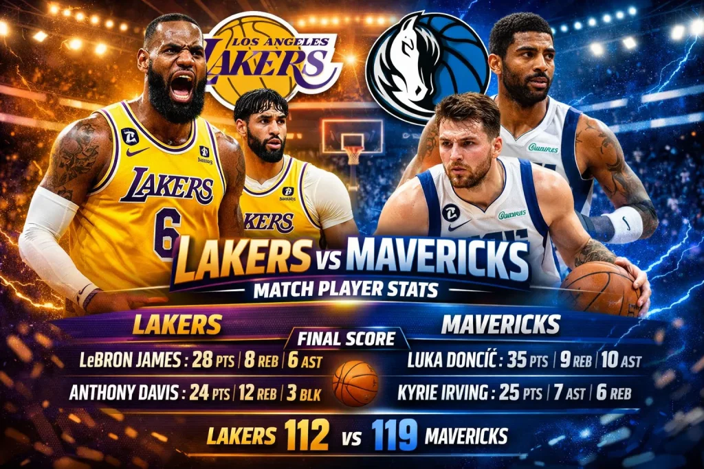 Dallas Mavericks vs Lakers Match Player Stats Today 2026